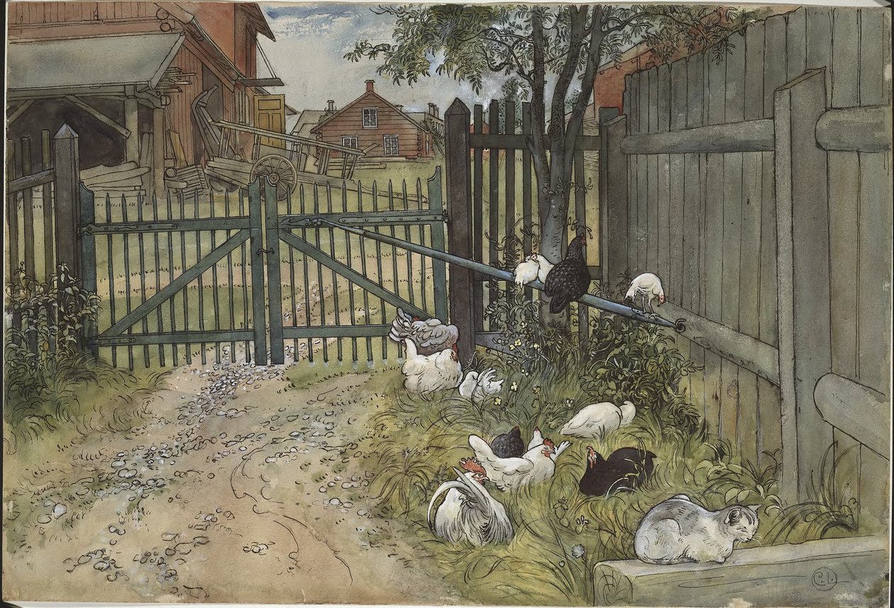 Das Tor. Aus „Ein Heim“ (26 Aquarelle) von Carl Larsson