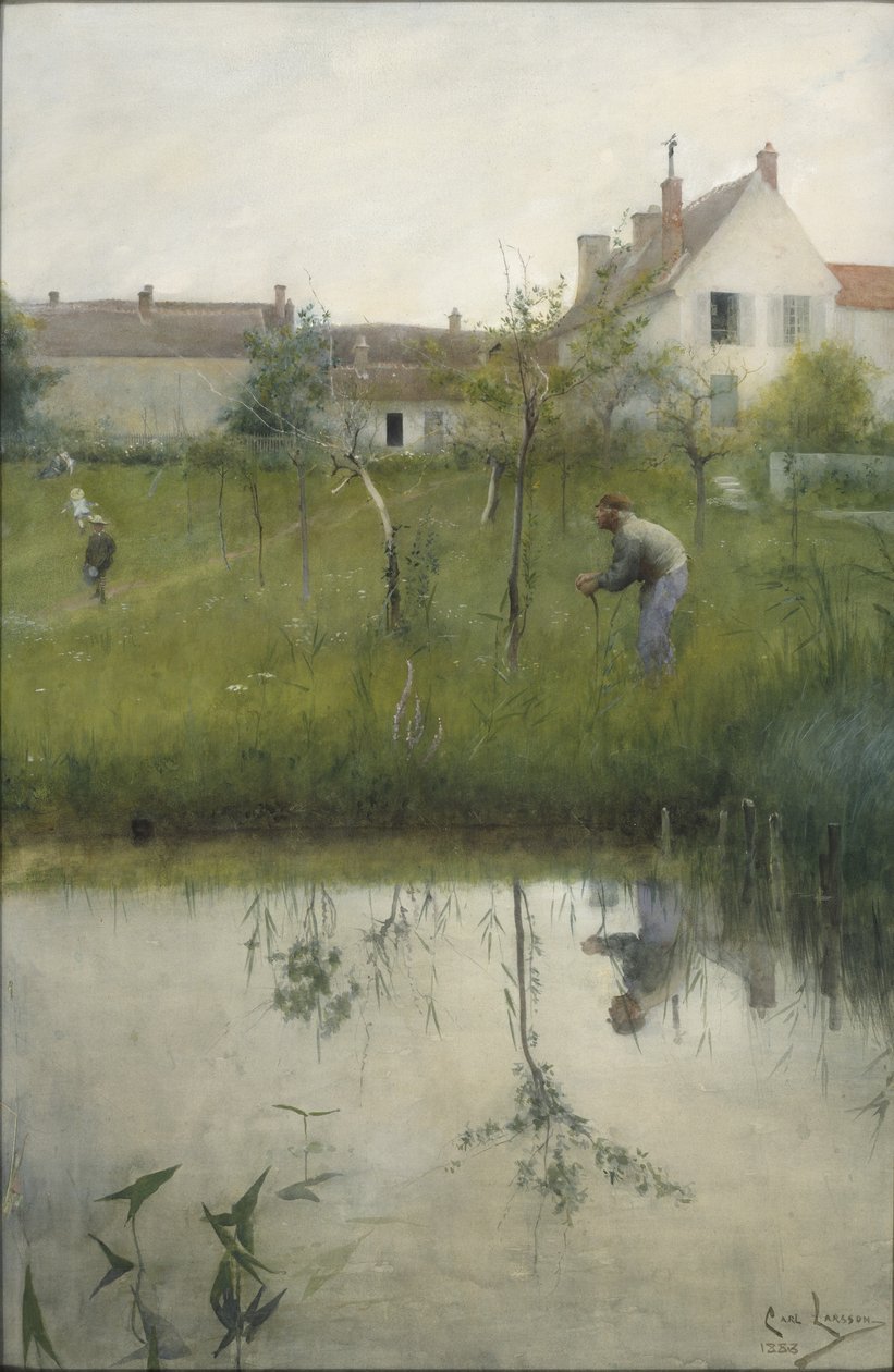 Der alte Mann und der Kindergarten, 1883 von Carl Larsson