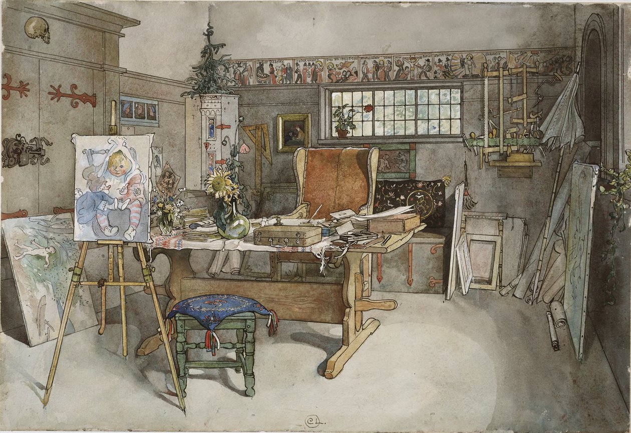 Das Atelier. Aus Einem Zuhause (26 Aquarelle) von Carl Larsson
