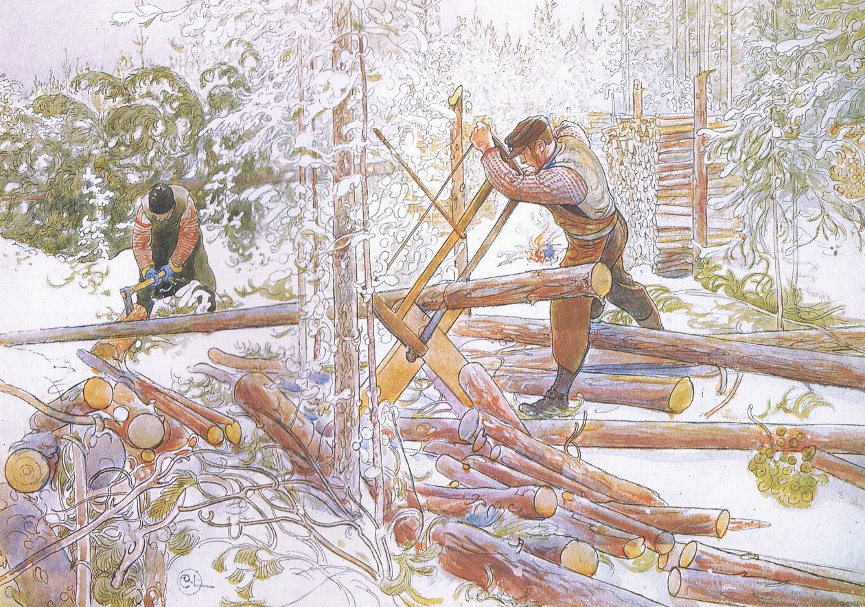 Sie wurden dann in gleichmäßige Längen geschnitten von Carl Larsson