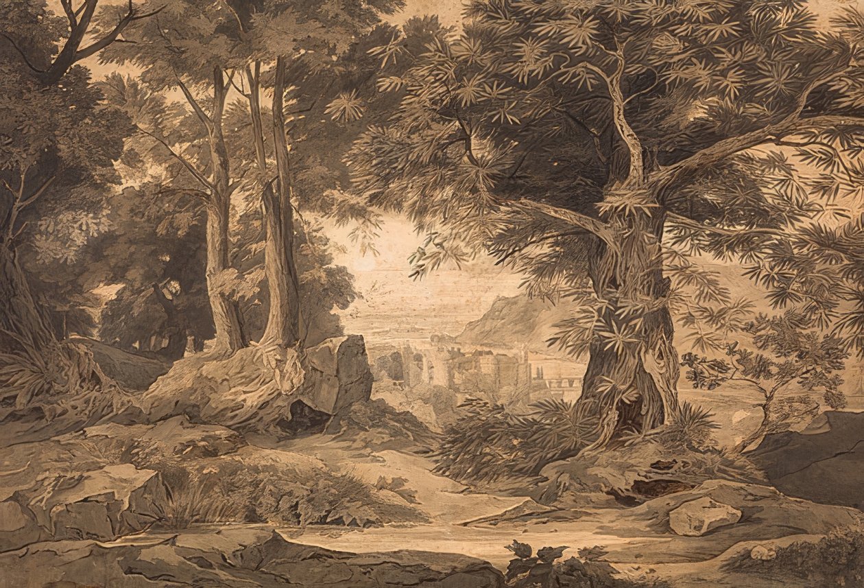 Ansicht des Heidelberger Schlosses auf dem Wege nach dem Kaiserstuhl von Carl Philipp Fohr