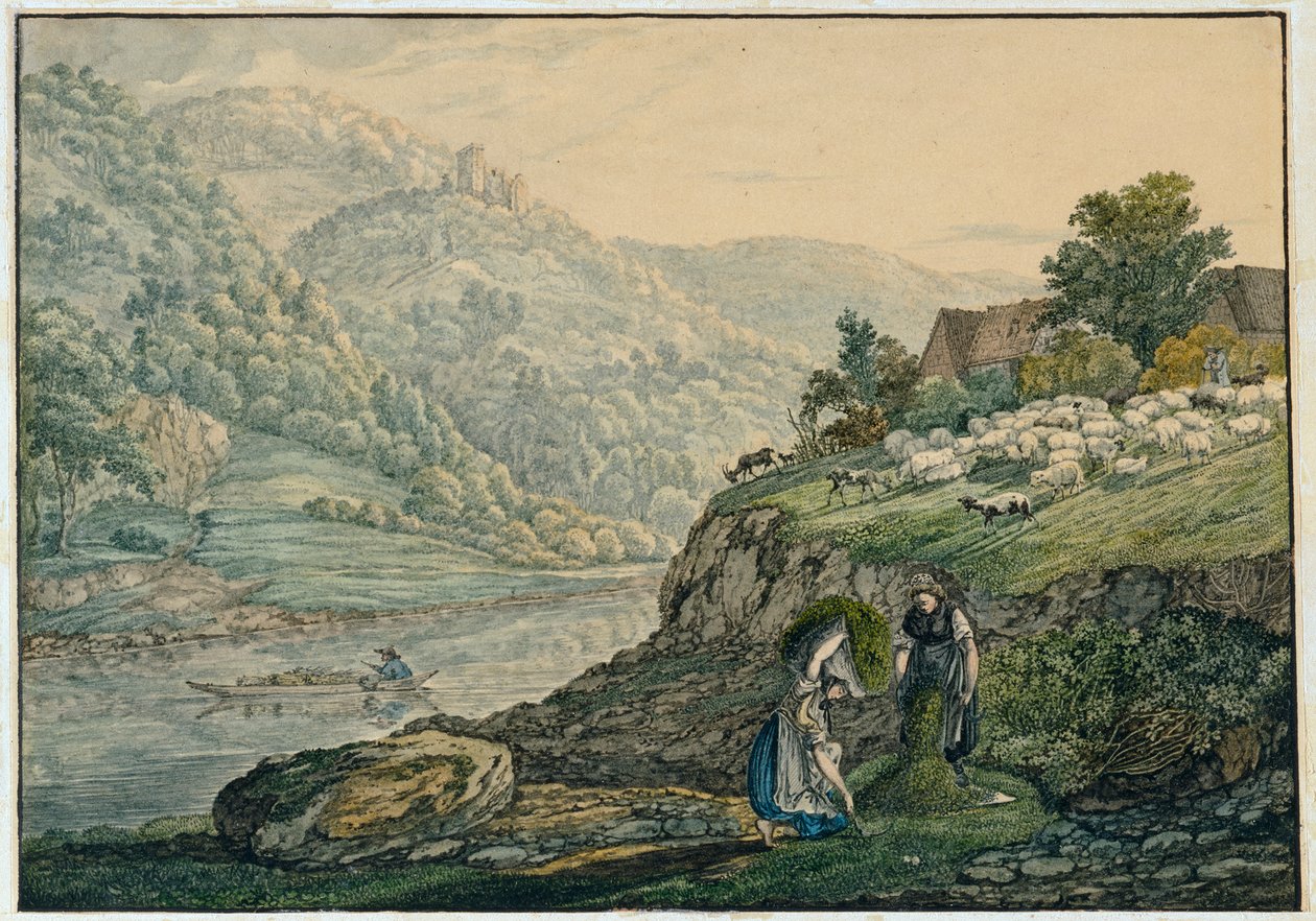 Stolzeneck am Neckar (Blatt 19 aus dem Skizzenbuch der Neckargegend) von Carl Philipp Fohr