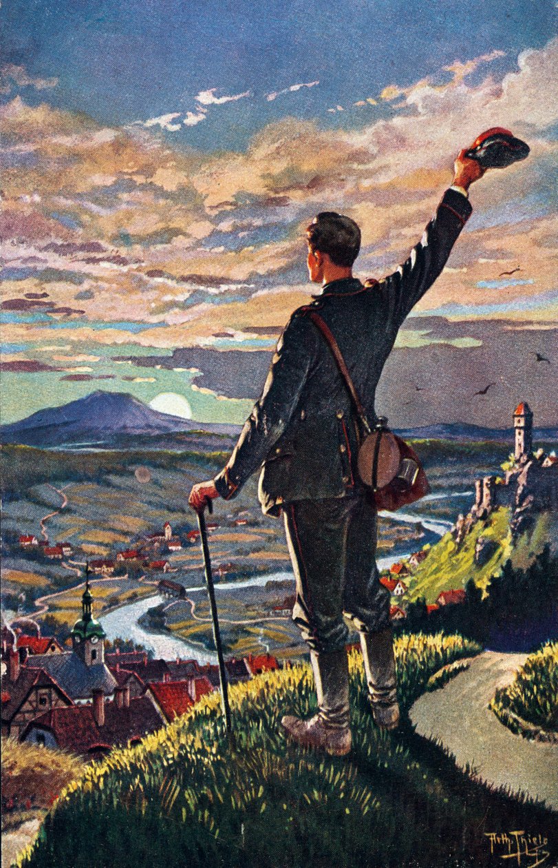 Die Rückkehr des Soldaten nach Hause - Illustration von Carl Robert Arthur Thiele 1860-1936 von Carl Robert Arthur Thiele
