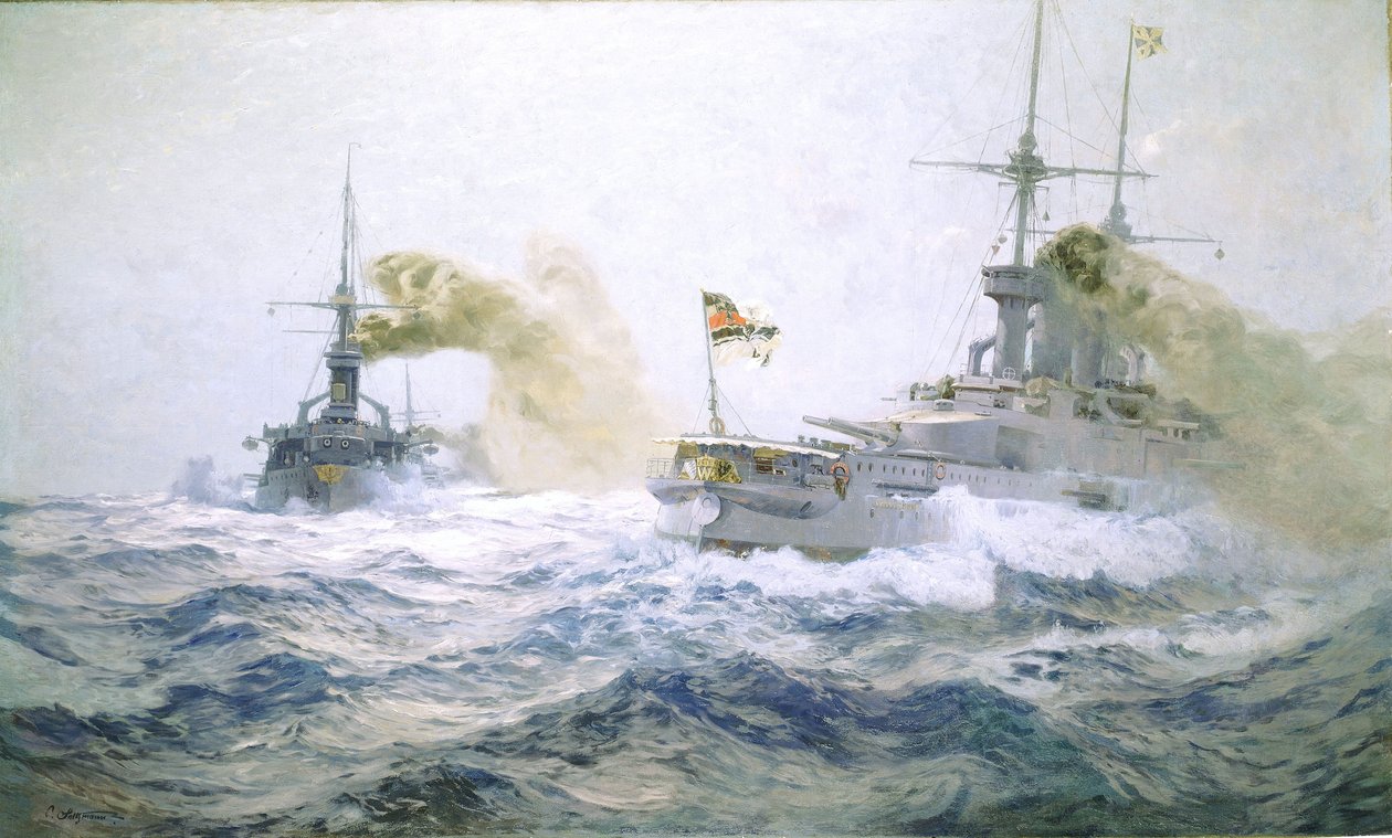 Manöver der deutschen Flotte auf hoher See, ca. 1900 von Carl Saltzmann