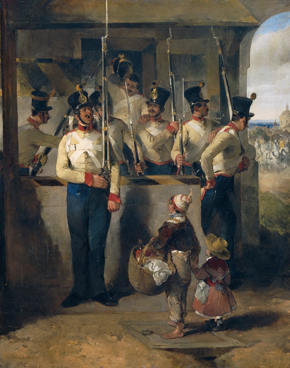 Die Schildwache, in das Gewehr rufend ("Gewehr heraus!") von Carl Schindler