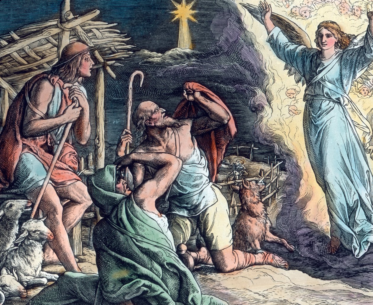 Botschaft des Engels, Illustration (undatiert) von Julius Schnorr von Carolsfeld, Bilddatum: 1910 von Carl Simon
