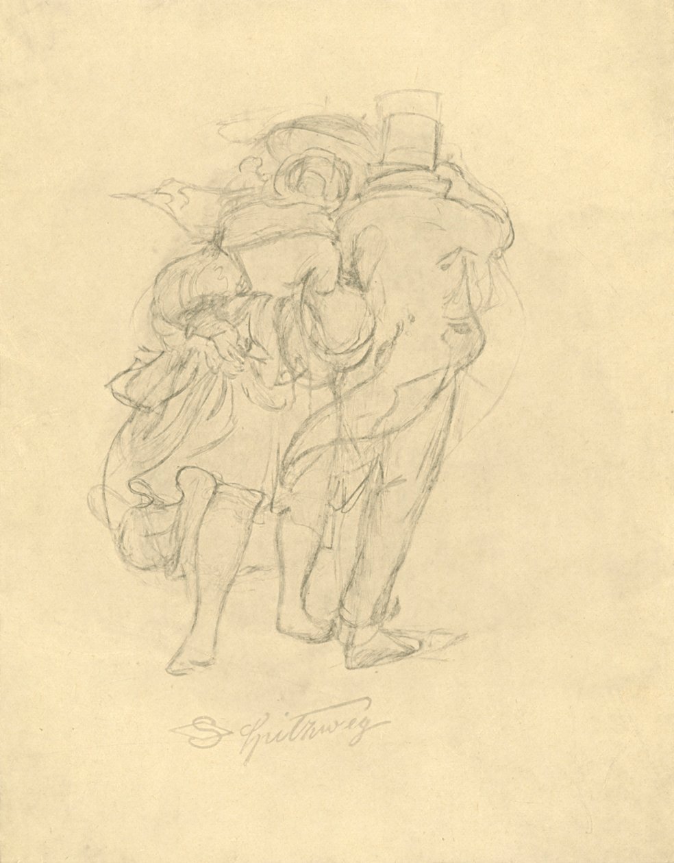 Bei Sturm und Regen, Mitte bis Ende des 19. Jahrhunderts, ca. 1924 von Carl Spitzweg