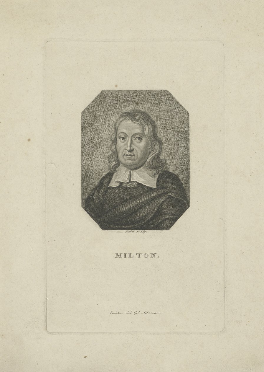 Porträt des Dichters John Milton 1608-1674, ca. 1818-1821 von Carl Traugott Riedel