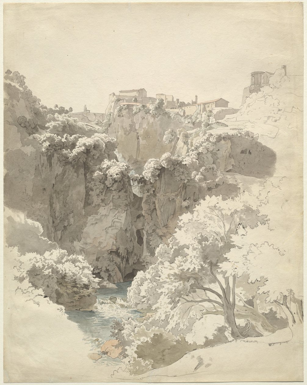 Tivoli und der Tempel der Sibylle über der Aniene-Schlucht von Carl Wagner