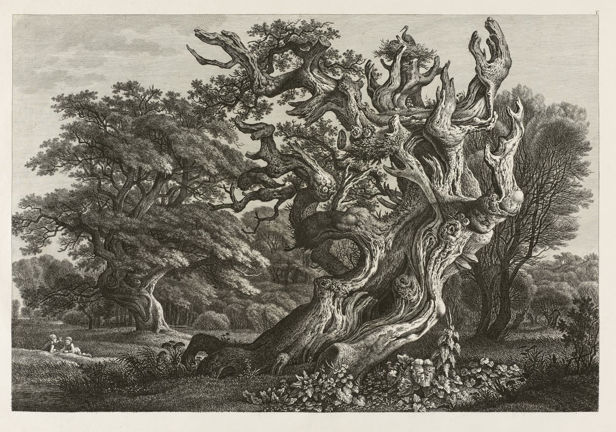 Fantastische große Eiche mit einem Storchennest von Carl Wilhelm Kolbe