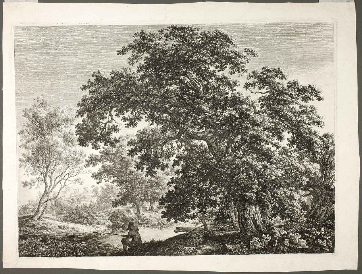 Fischer in bewaldeter Landschaft von Carl Wilhelm Kolbe the elder