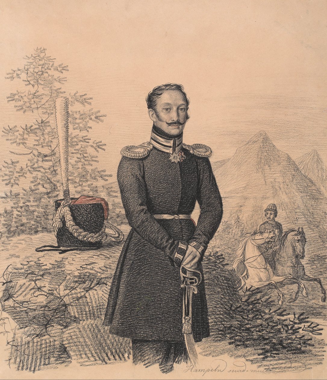 Porträt von Fjodor Alexandrowitsch Bekowitsch-Tscherkasski 1791-1833, 1822 von Carl von Hampeln