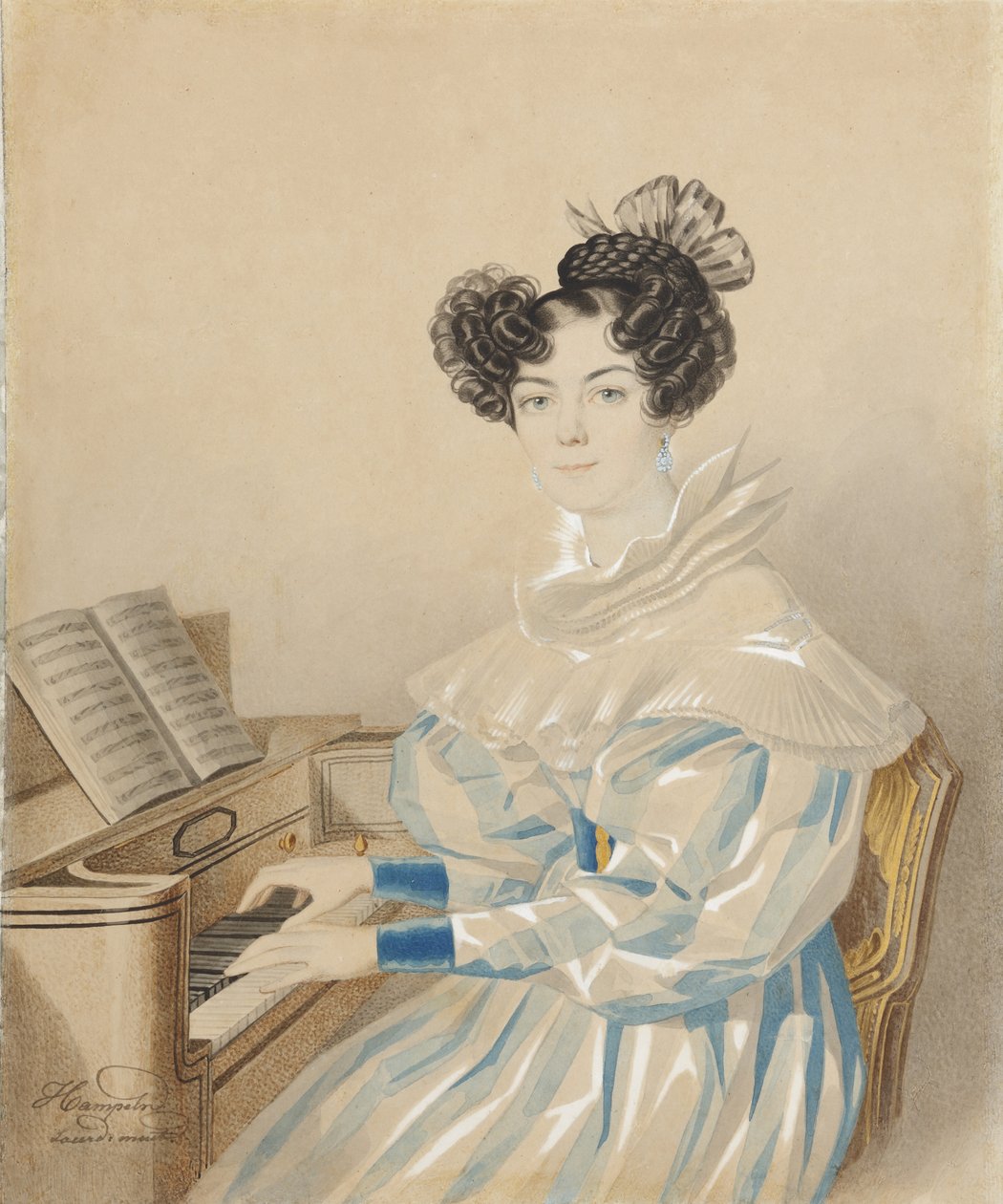 Porträt von Tatiana Petrovna Lvova 1789-1848, geb. Poltoratskaya, 1820er Jahre von Carl von Hampeln