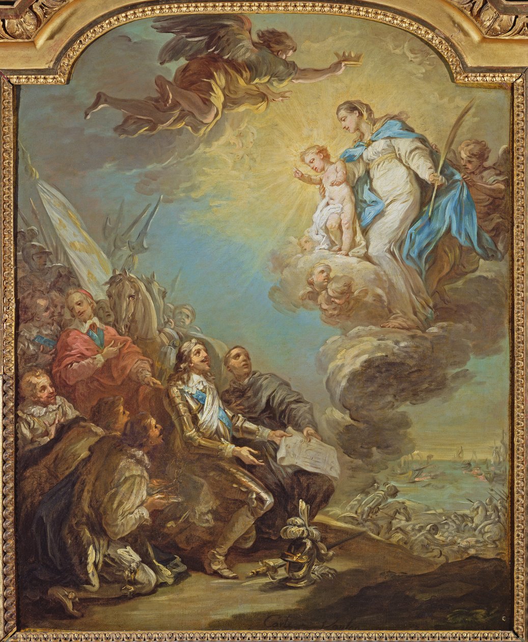 Studie für Louis XIII (1601-43) weiht die Kirche Notre-Dame-des-Victoires der Jungfrau im Jahr 1629, vor 1748 von Carle van Loo