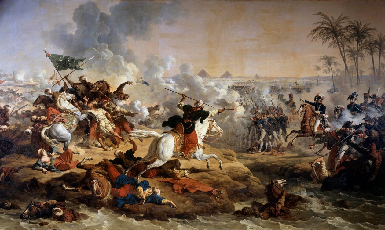 Kampagne (Expedition) von Ägypten (1798-1801): Die Schlacht der Pyramiden am 21.07.1798 von Carle Vernet