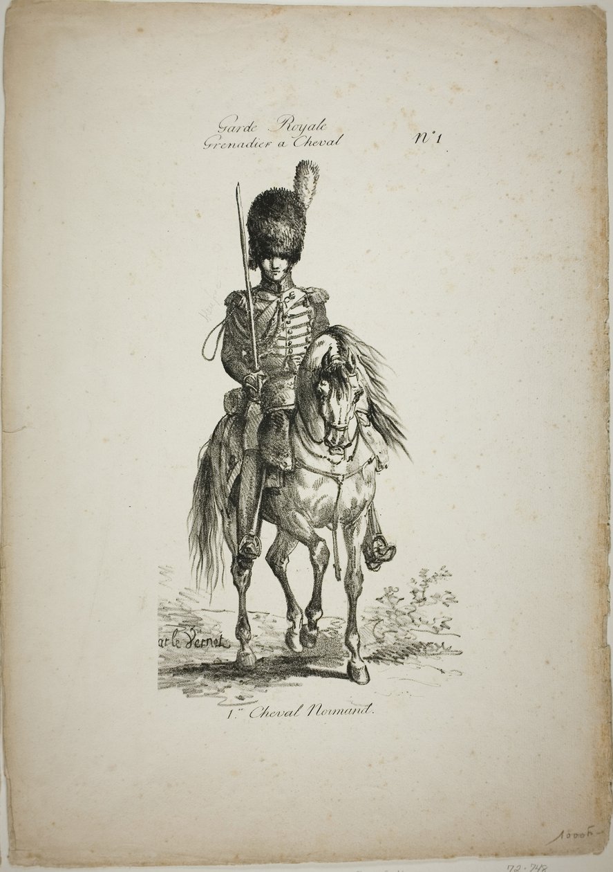 Königliche Garde, normannischer berittener Grenadier und Pferd, Nr. 1 von Carle Vernet