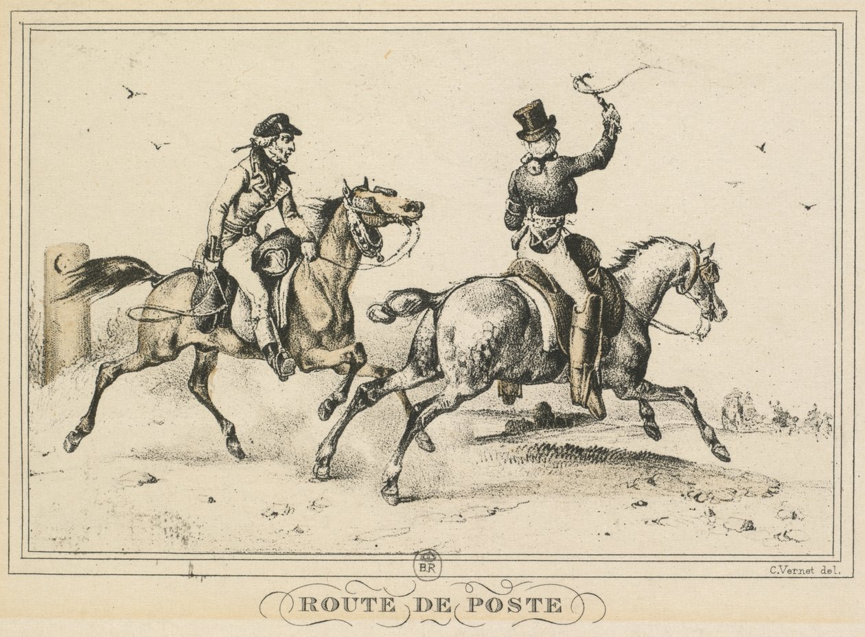 Szenen des täglichen Lebens, Straßen und Wege: Postroute von Carle Vernet