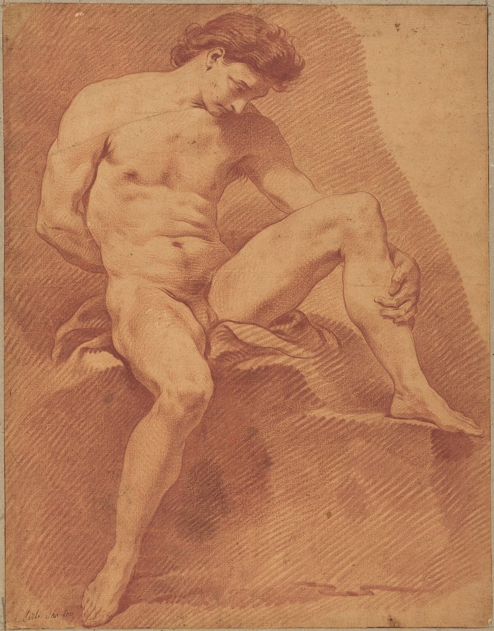 Sitzender männlicher Akt von Carle van Loo