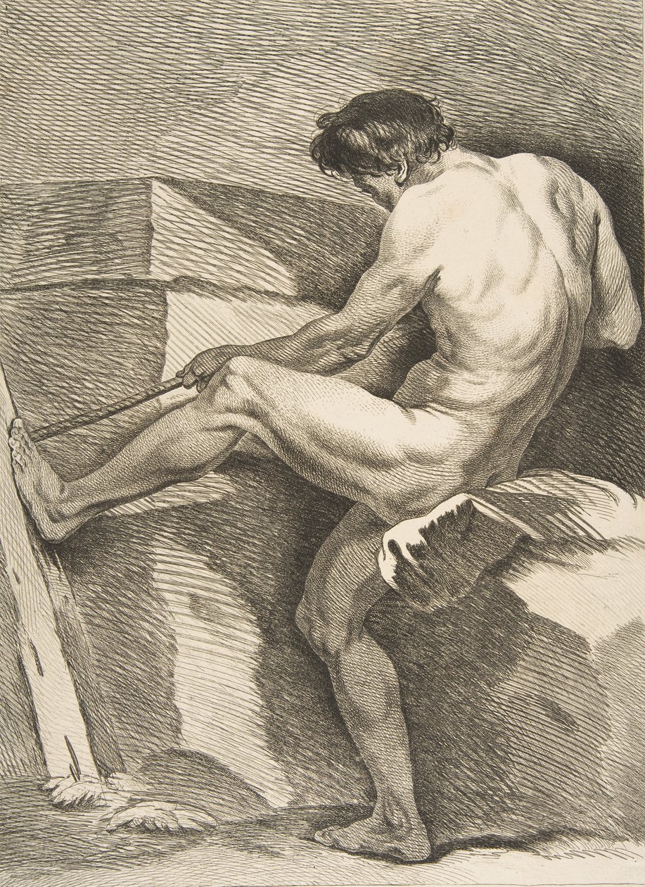 Ein Académie: Mann zieht an einer Schnur, 1742-43 von Carle van Loo