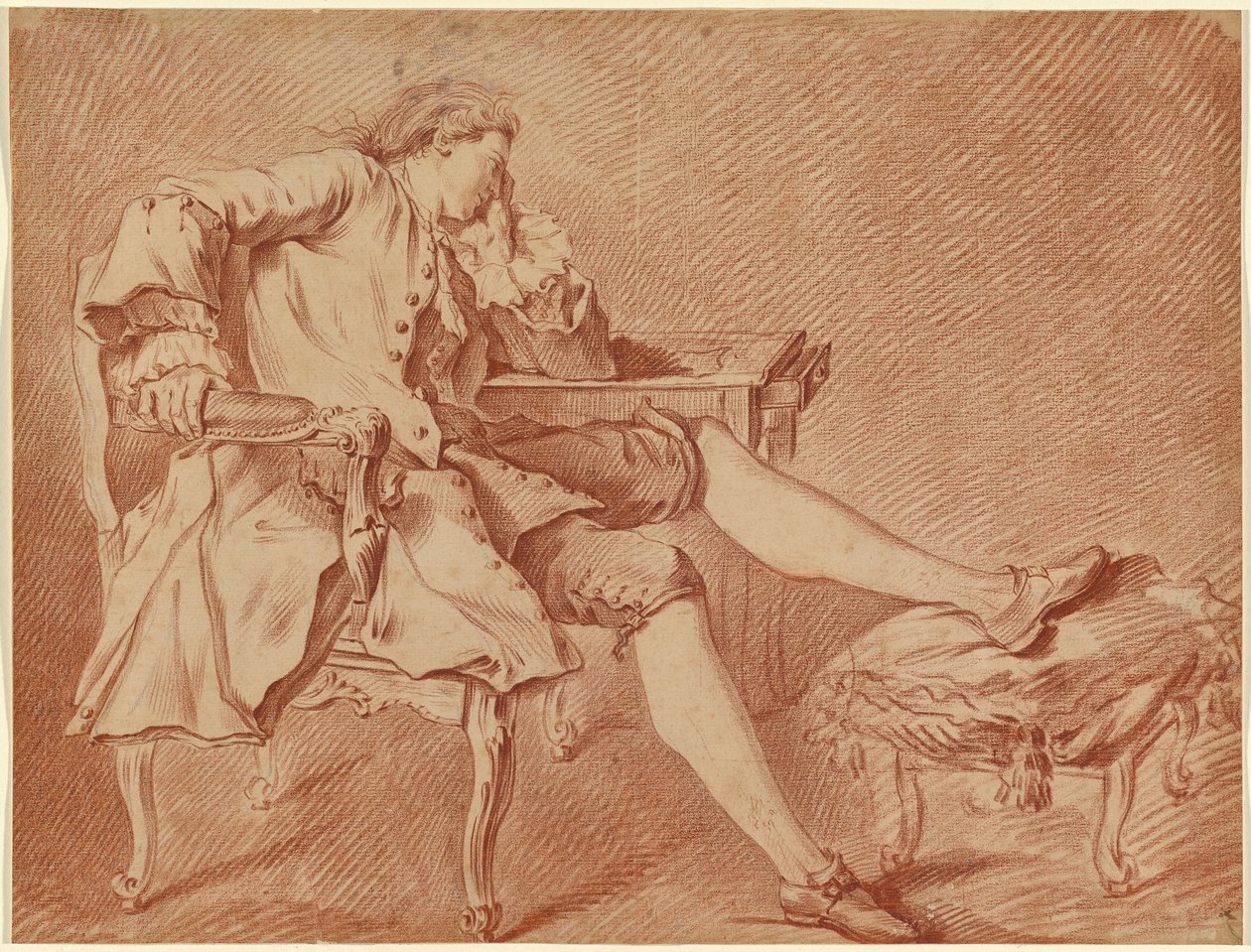 In einem Sessel ruhender Herr von Carle van Loo