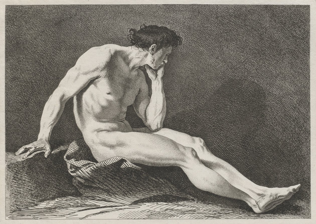 Sitzender Mann mit dem Kopf in der Hand von Carle van Loo