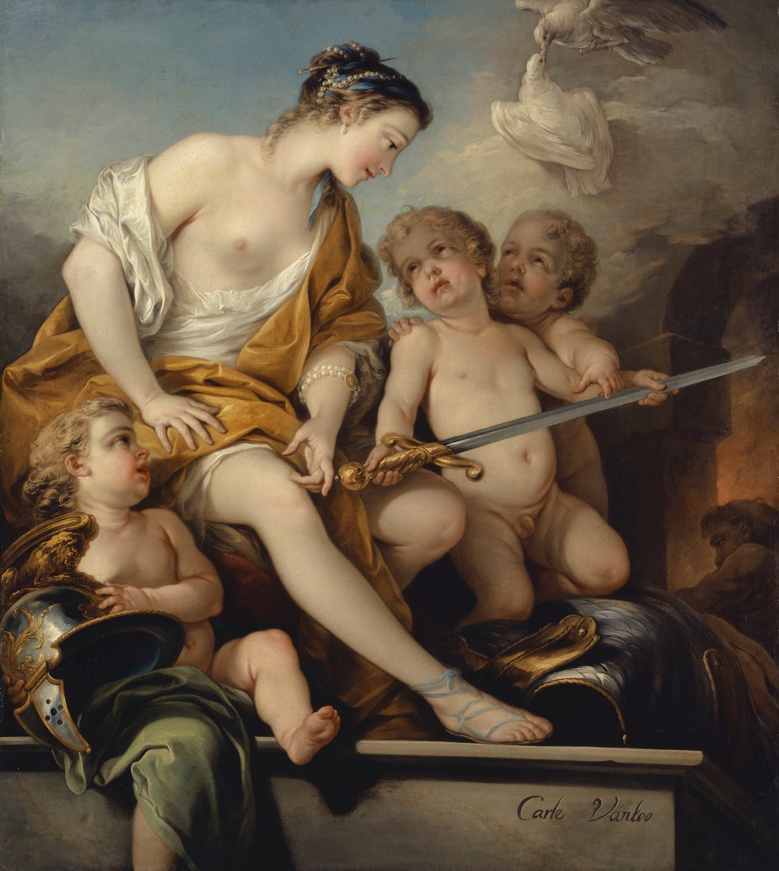 Venus und Cupidos mit den Waffen des Mars, ca. 1743 von Carle van Loo