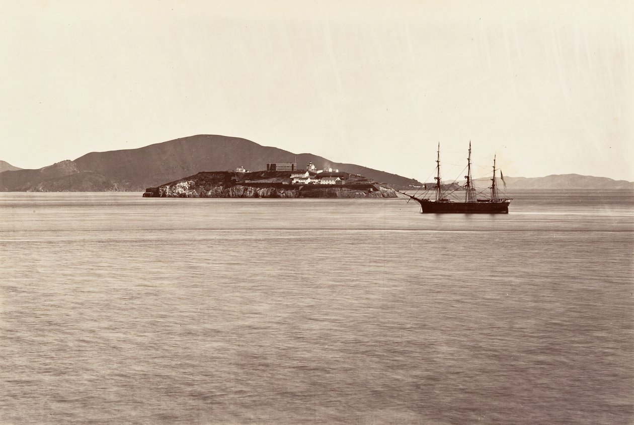 Alcatraz Island, San Francisco, 1868-69, gedruckt ca. 1876 von Carleton Emmons Watkins