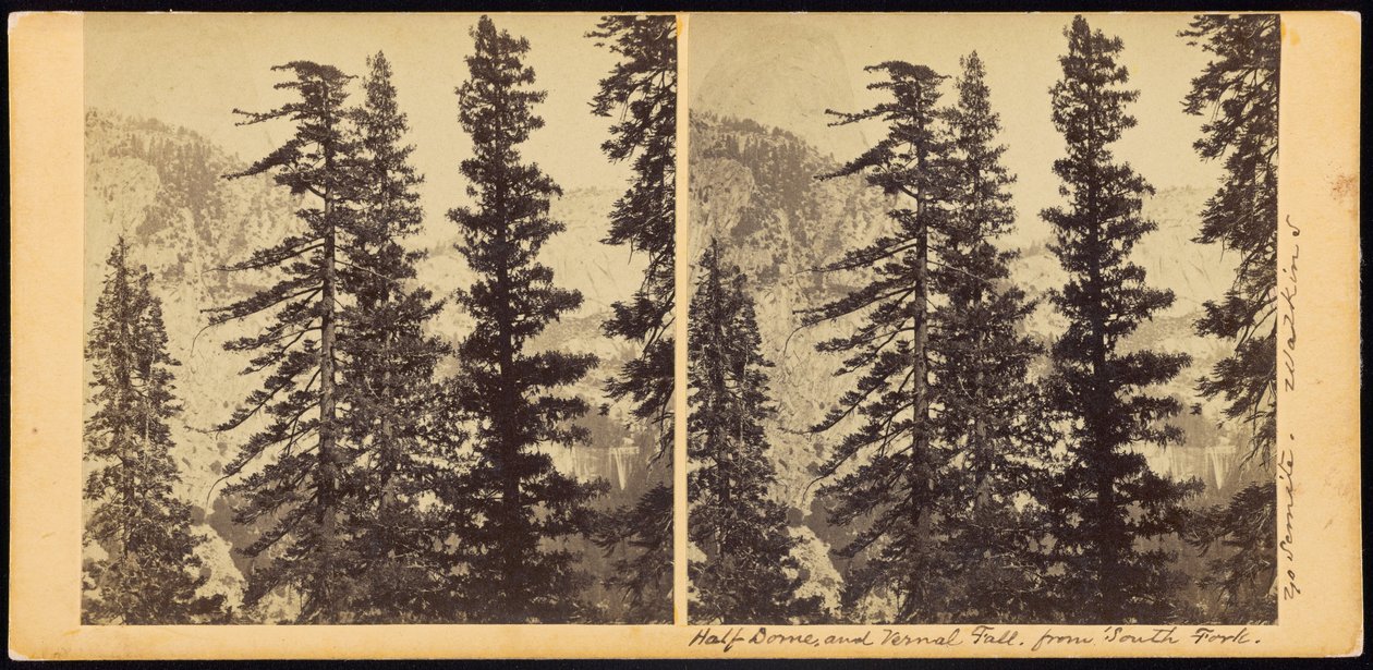 Half Dome und Vernal Fall, vom South Fork von Carleton Watkins