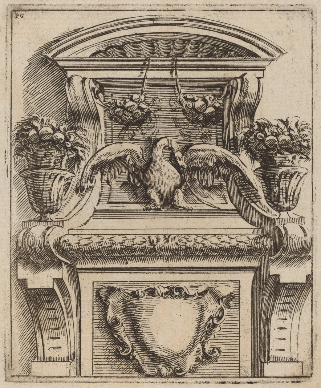 Architektonisches Motiv mit einem Vogel von Carlo Antonio Buffagnotti
