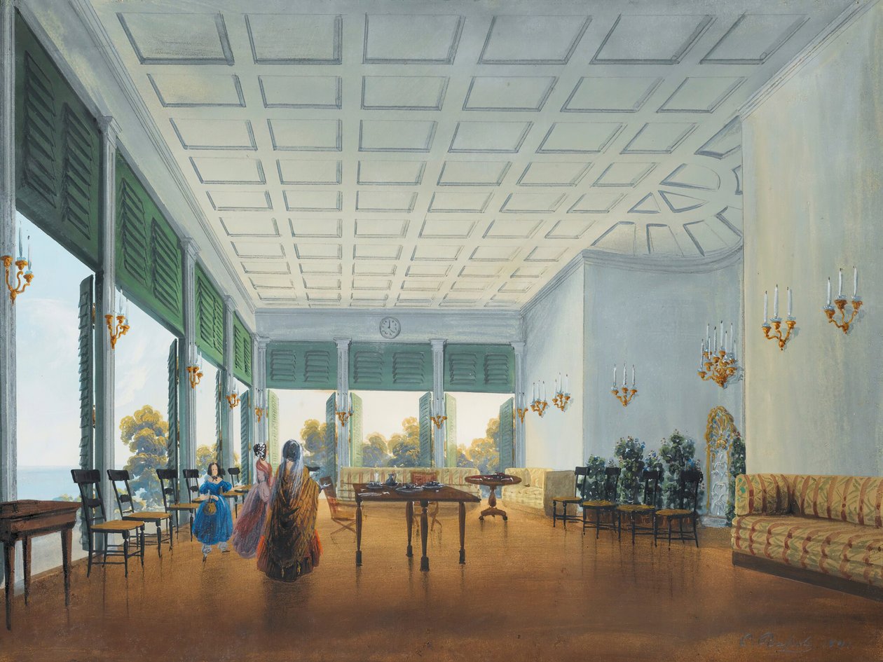 Innenraum im Naryshkin-Palast von Miskhor, 1841-1842 von Carlo Bossoli