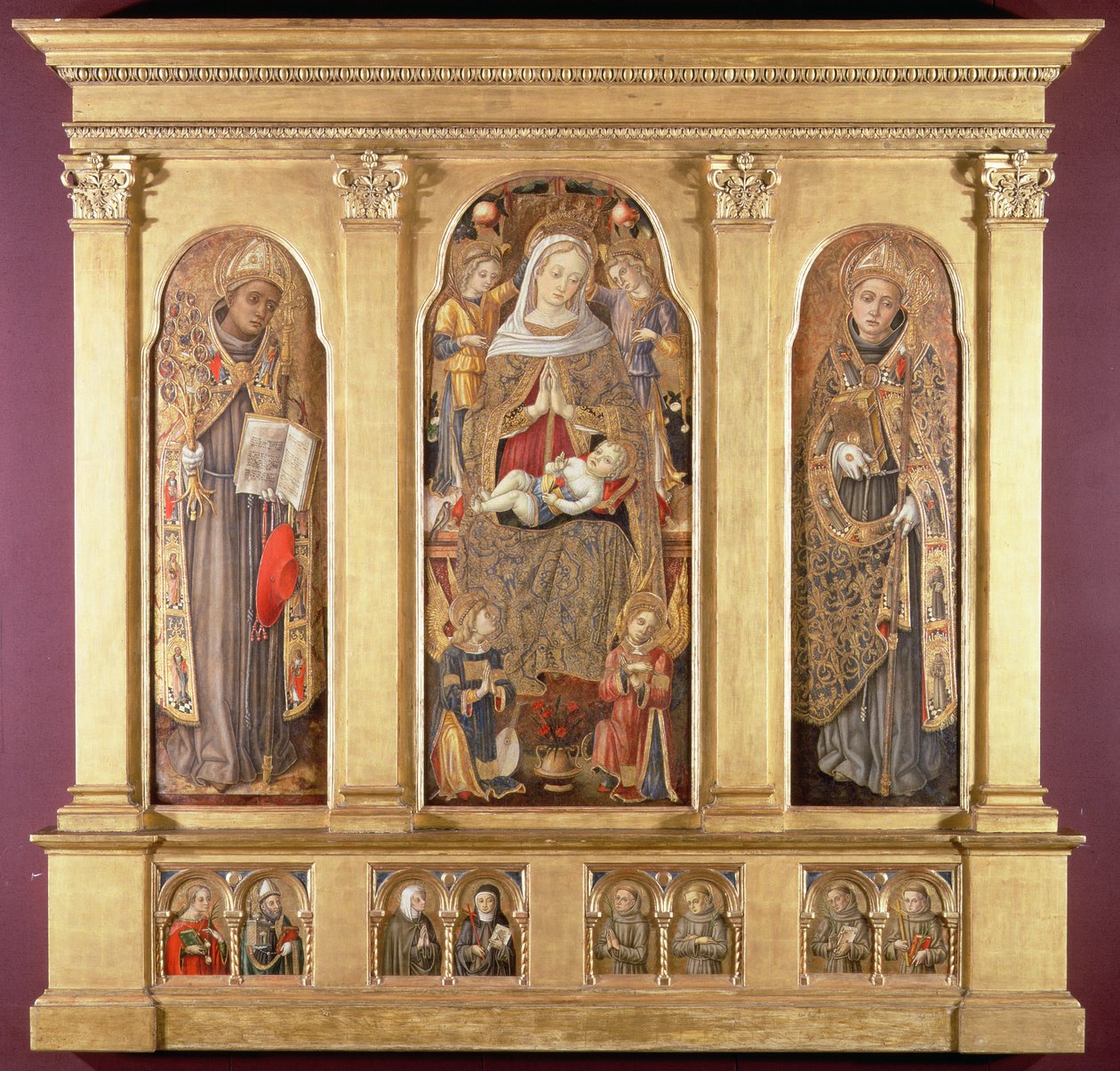 Jungfrau und Kind mit den Heiligen Bonaventura und Ludwig von Toulouse von Carlo Crivelli