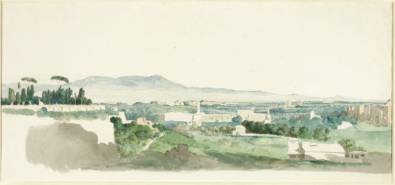 Ein Blick vom Palatin-Hügel, Rom, die Albaner Berge in der Ferne von Carlo Labruzzi