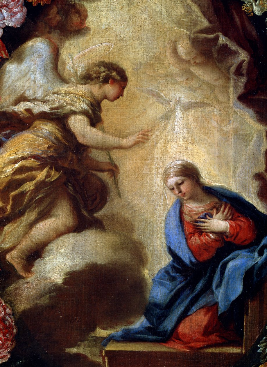 Die Verkündigung mit Blumen (Detail), 17. oder frühes 18. Jahrhundert von Carlo Maratta