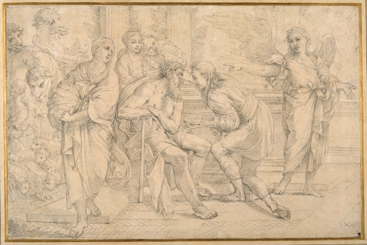 Tobias heilt die Blindheit von Tobit mit der Galle des Fisches von Carlo Maratti