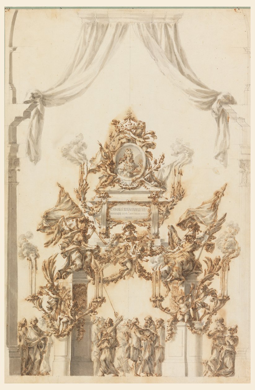 Entwurf für einen Katafalk für Karl Emanuel III. von Sardinien von Carlo Marchionni