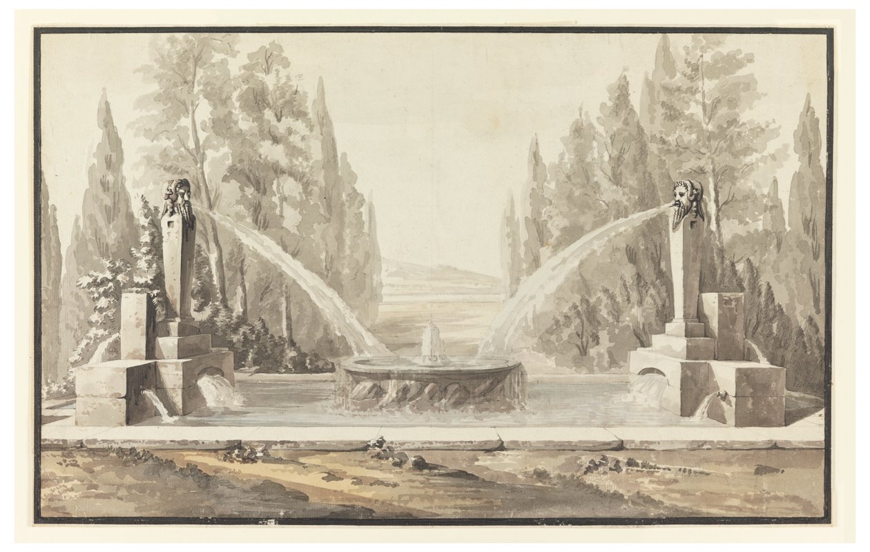Entwurf für einen Brunnen in einem Park von Carlo Marchionni
