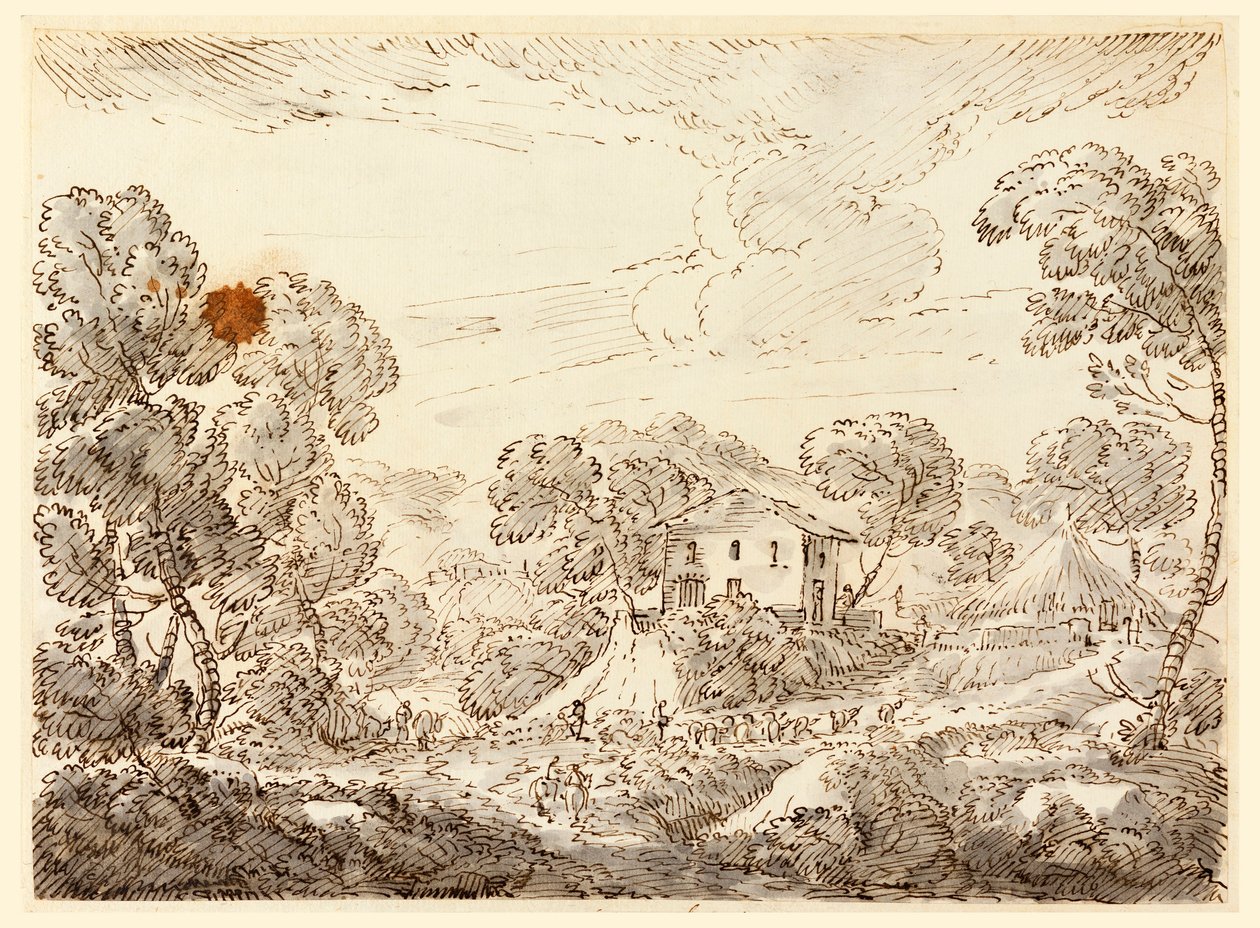 Zeichnung, Eine Bauernwohnung in waldreicher Gegend, 1750–1770 von Carlo Marchionni