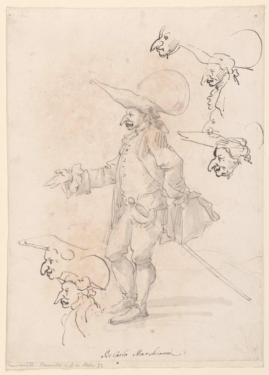Karikaturen, ca. 1725–75 von Carlo Marchionni