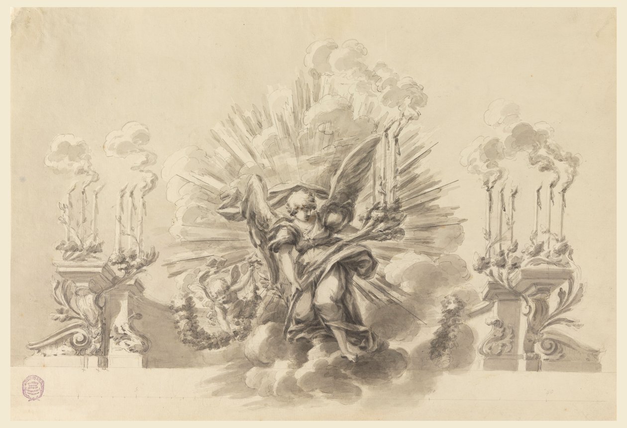 Zeichnung, Entwurf für eine zeremonielle Dekoration, ca. 1760 von Carlo Marchionni