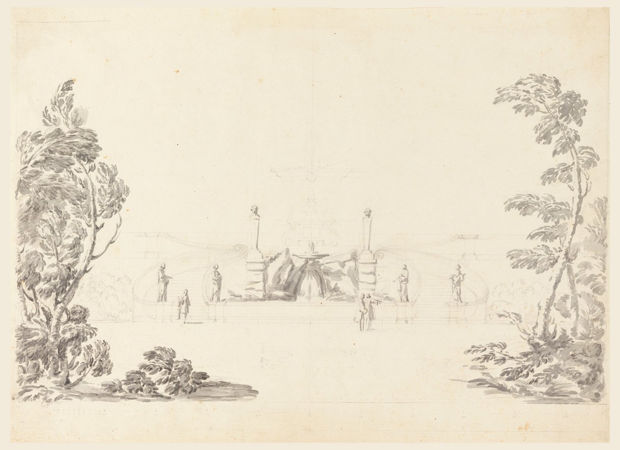 Skizze für einen Brunnen im Park, 1740 von Carlo Marchionni