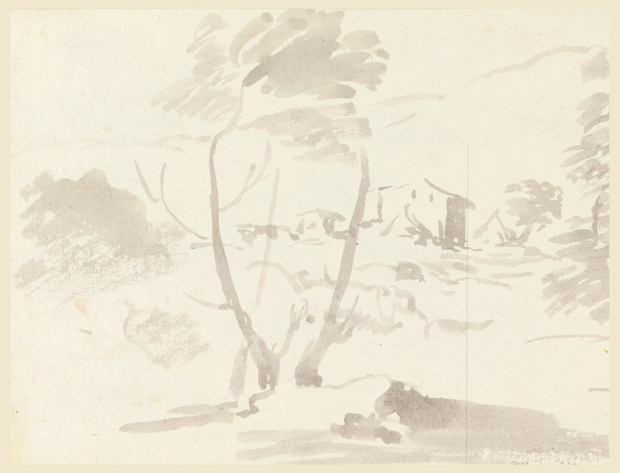 Zeichnung, Skizze von Bäumen in einer Landschaft, 1760–1780 von Carlo Marchionni