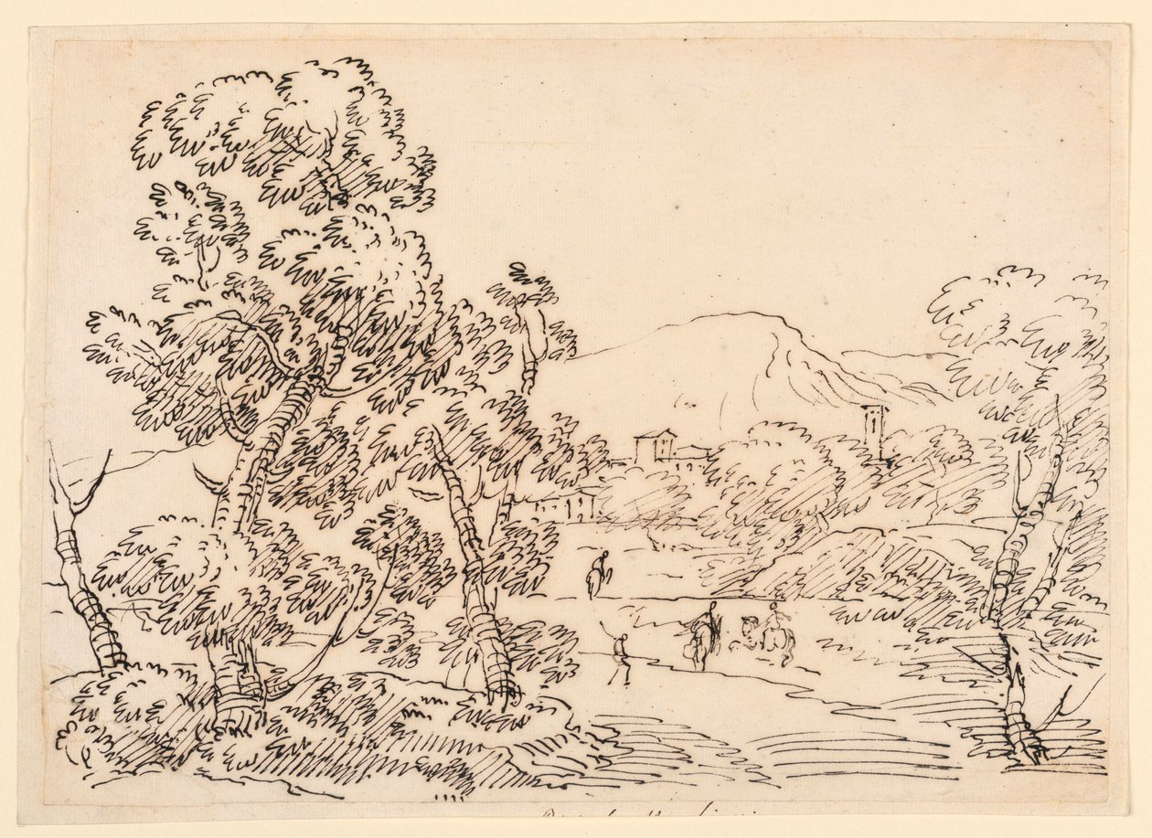 Zeichnung, bewaldete Landschaft, 1750–1770 von Carlo Marchionni