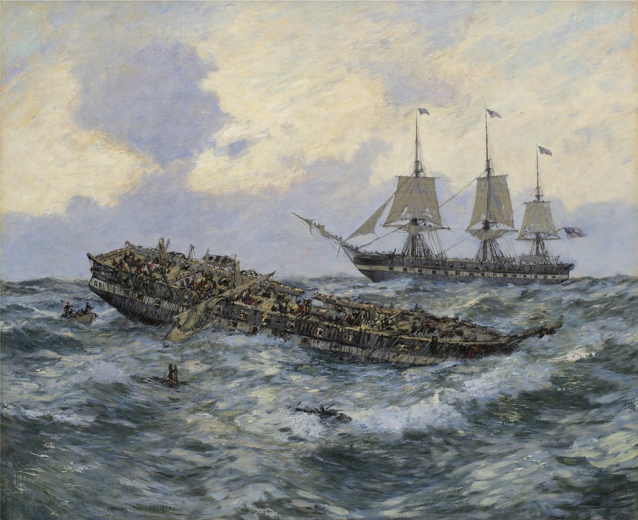 Gefecht zwischen der US-Fregatte Constitution und der HMS Guerriere, 1895 von Carlton Theodore Chapman