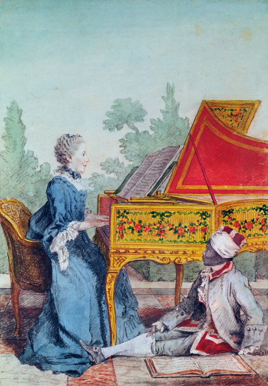 Porträt von Mademoiselle Desgots von Saint-Domingue mit ihrem Sklaven Laurent von Carmontelle