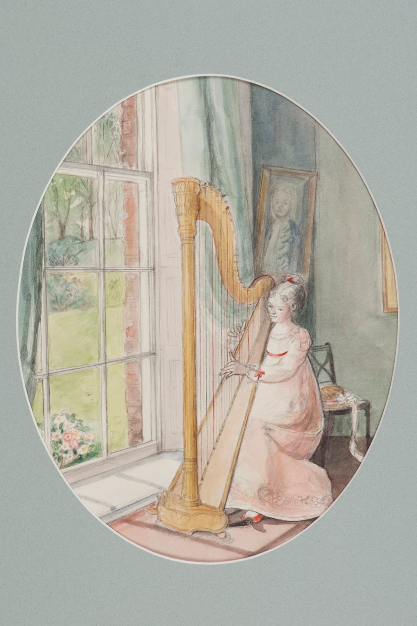 Eine junge Frau mit einer Harfe, 2009 von Caroline Hervey Bathurst
