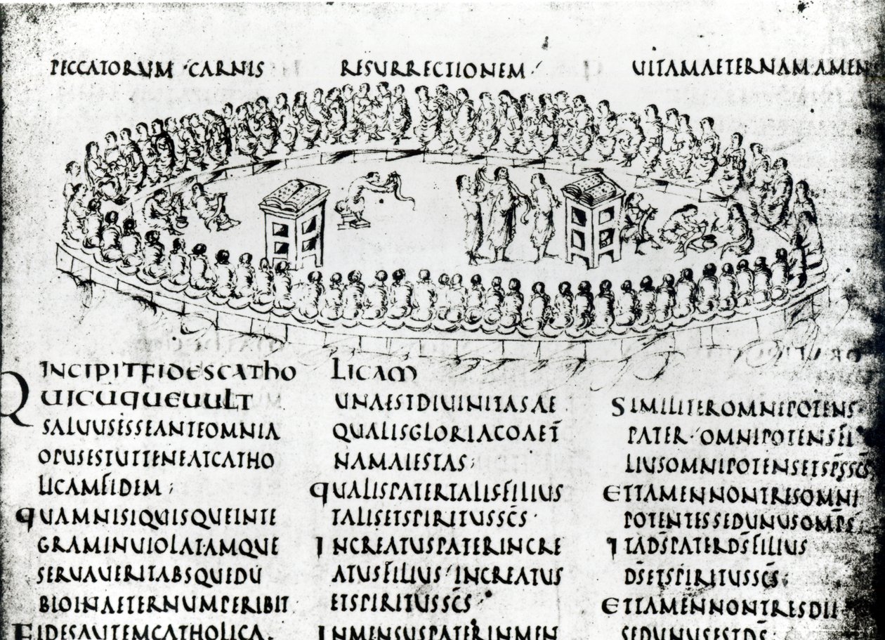Illustration einer Szene aus einem der Psalmen, aus dem Utrechter Psalter, Kopie des Originals aus Reims, jetzt in der Universitätsbibliothek Utrecht von Carolingian School