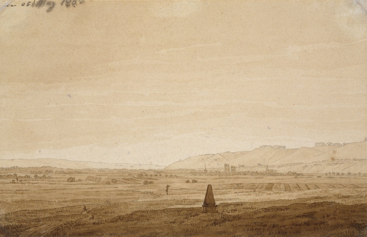 Landschaft mit einem Obelisken, 1803 von Caspar David Friedrich