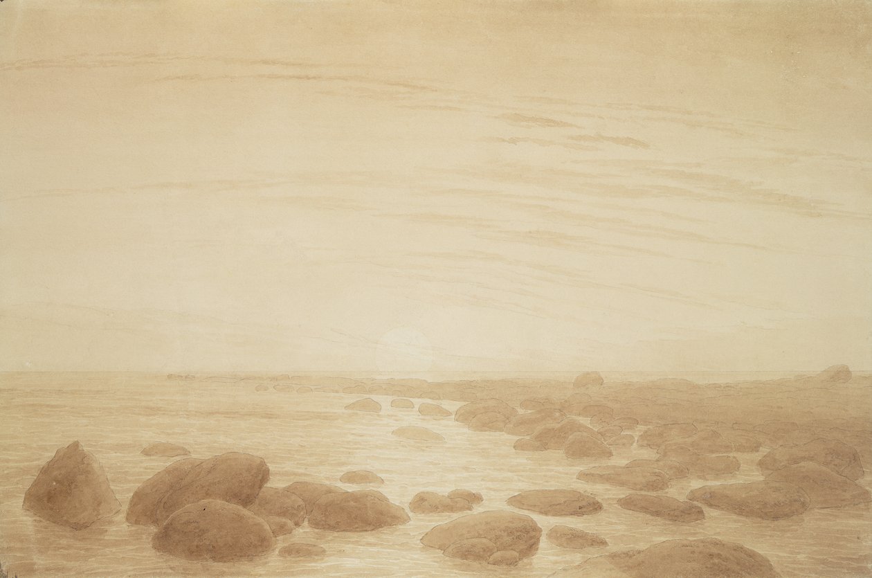 Mondaufgang am Meer (Sonnenuntergang über dem Meer) von Caspar David Friedrich