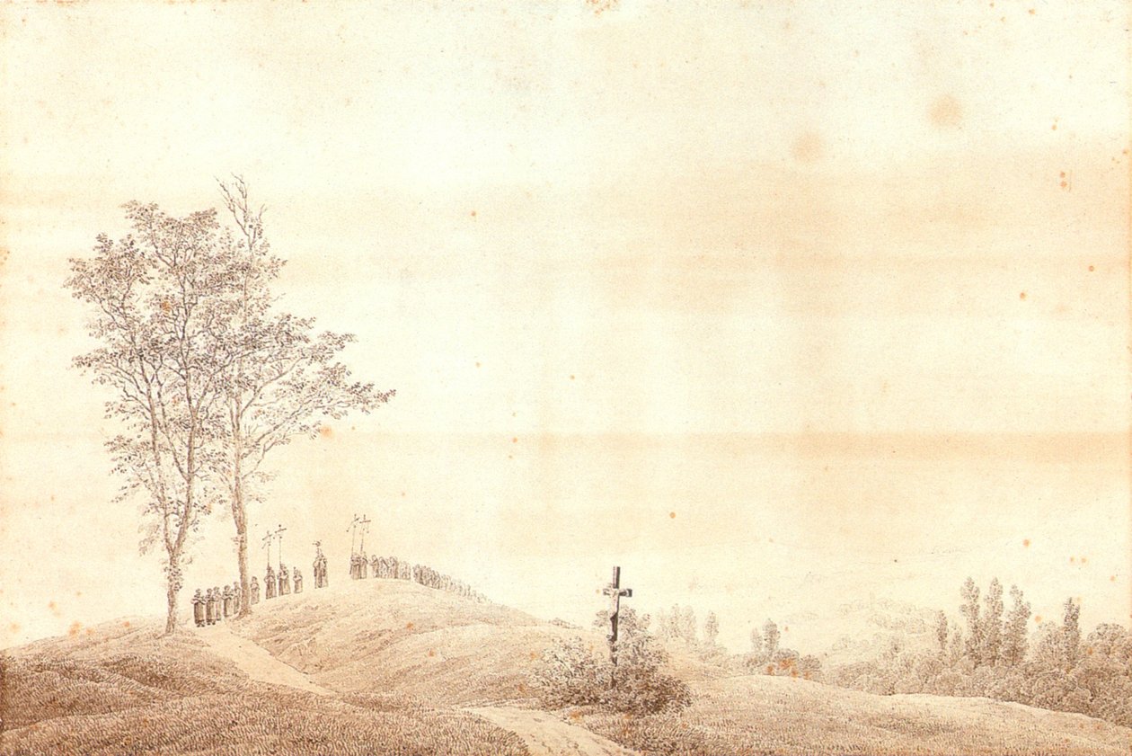 Pilgerzug bei Sonnenuntergang von Caspar David Friedrich