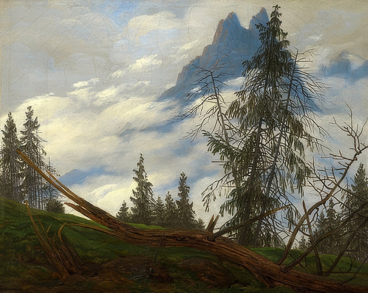 Berggipfel mit ziehenden Wolken. Um 1835 von Caspar David Friedrich